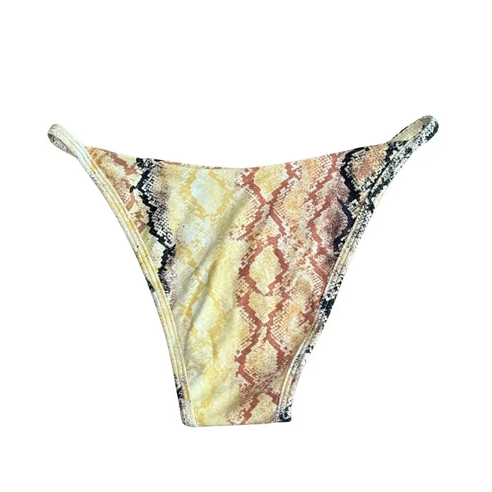 L*SPACE Jay Bikini Bottom XS Pretty in Python High Leg Cheeky NWT